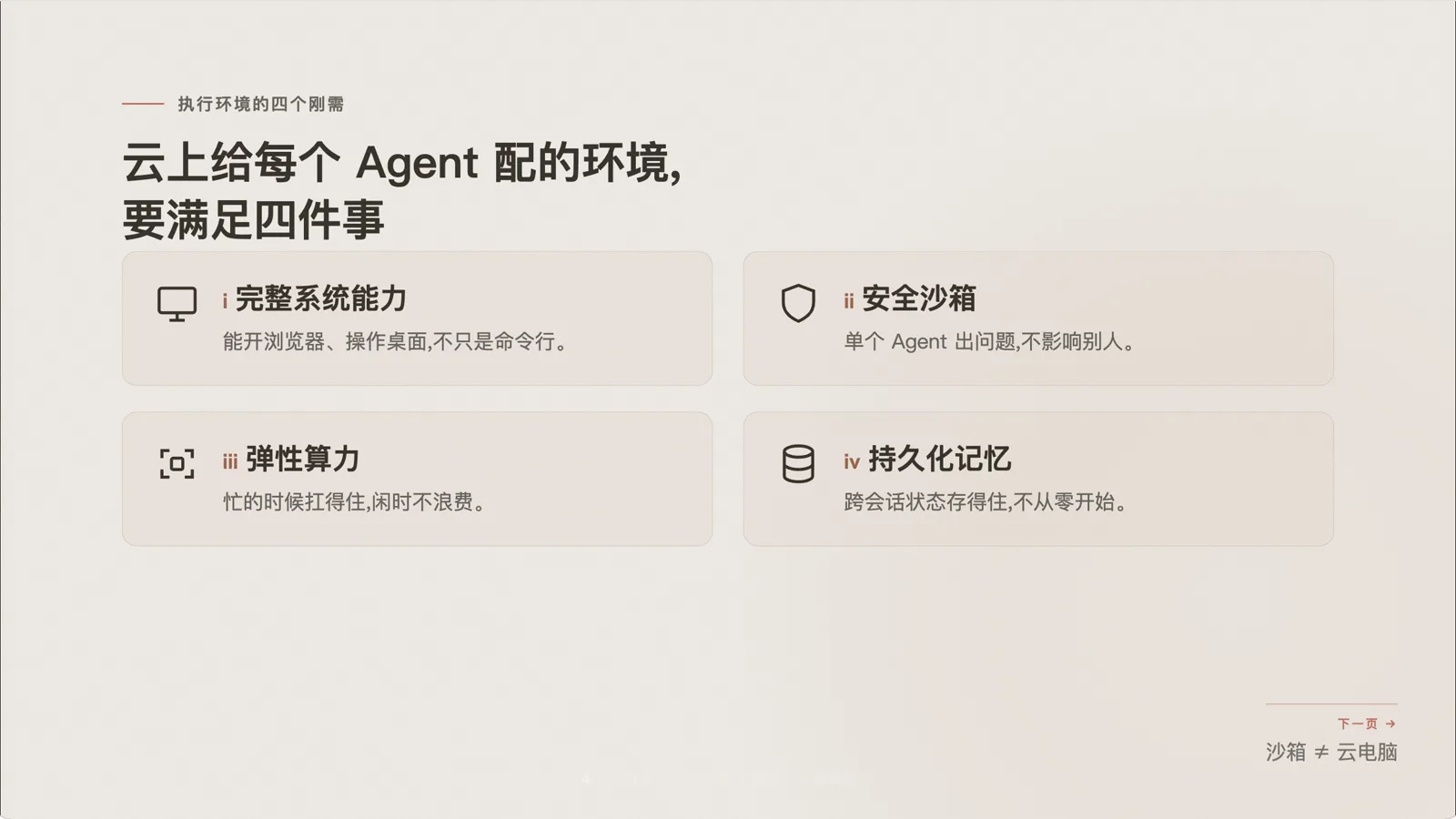 云端执行环境要满足的四个能力