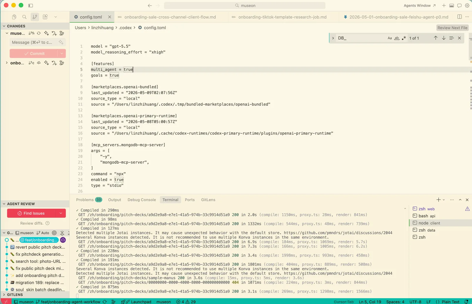 在 config.toml 的 features 里开启 goals