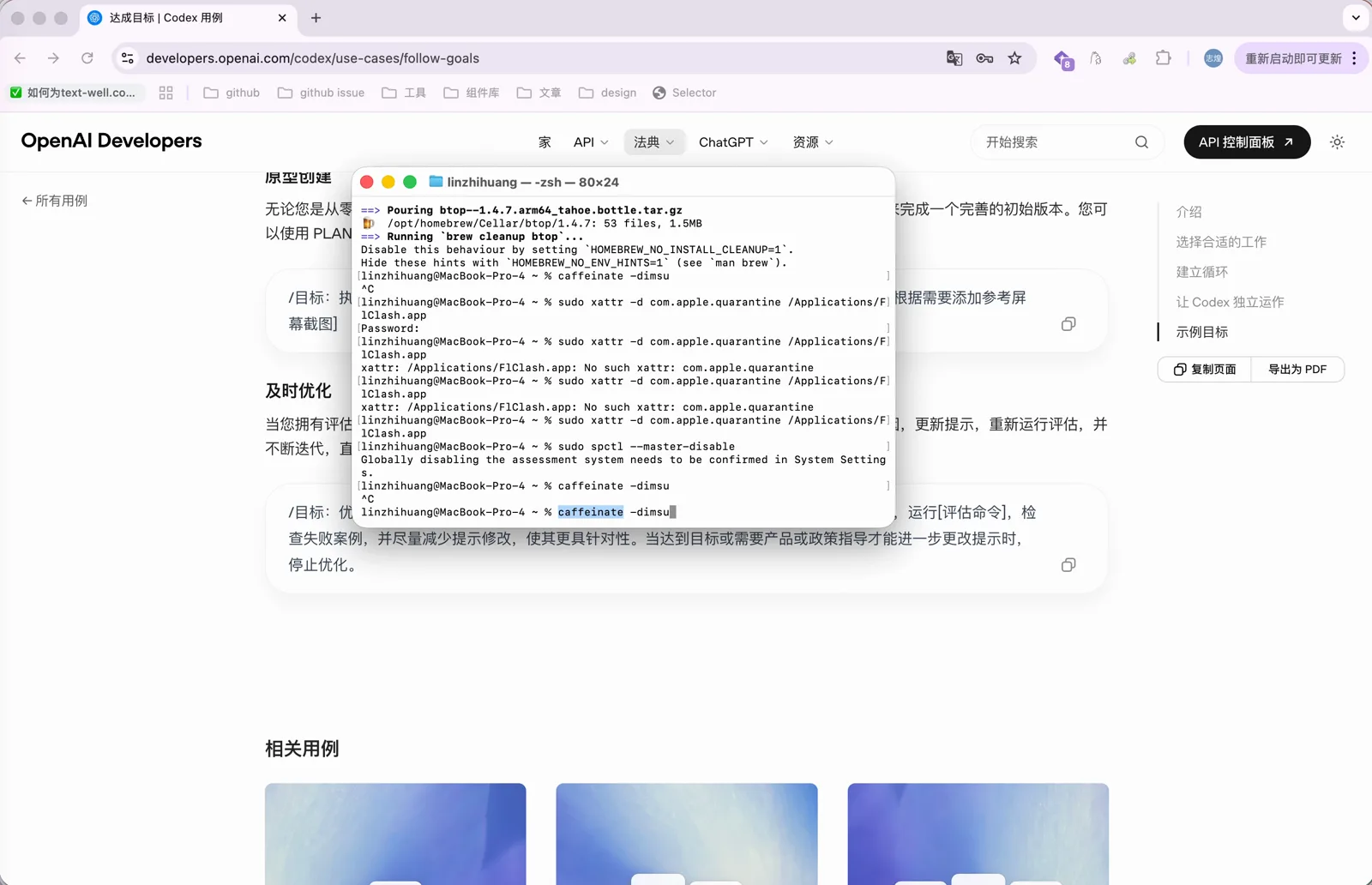 终端里运行 caffeinate -dimsu