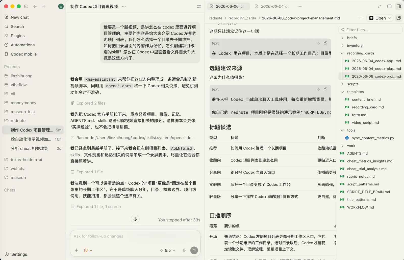 Codex 生成的视频大纲稿