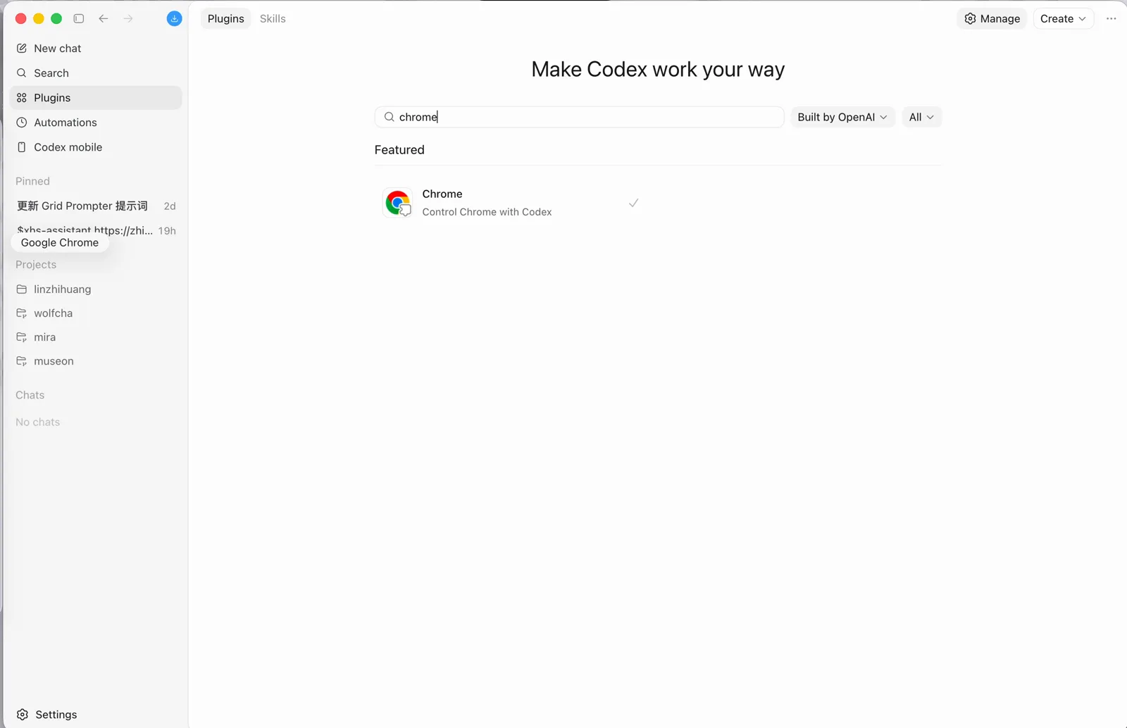 Plugins 里的 Chrome 插件