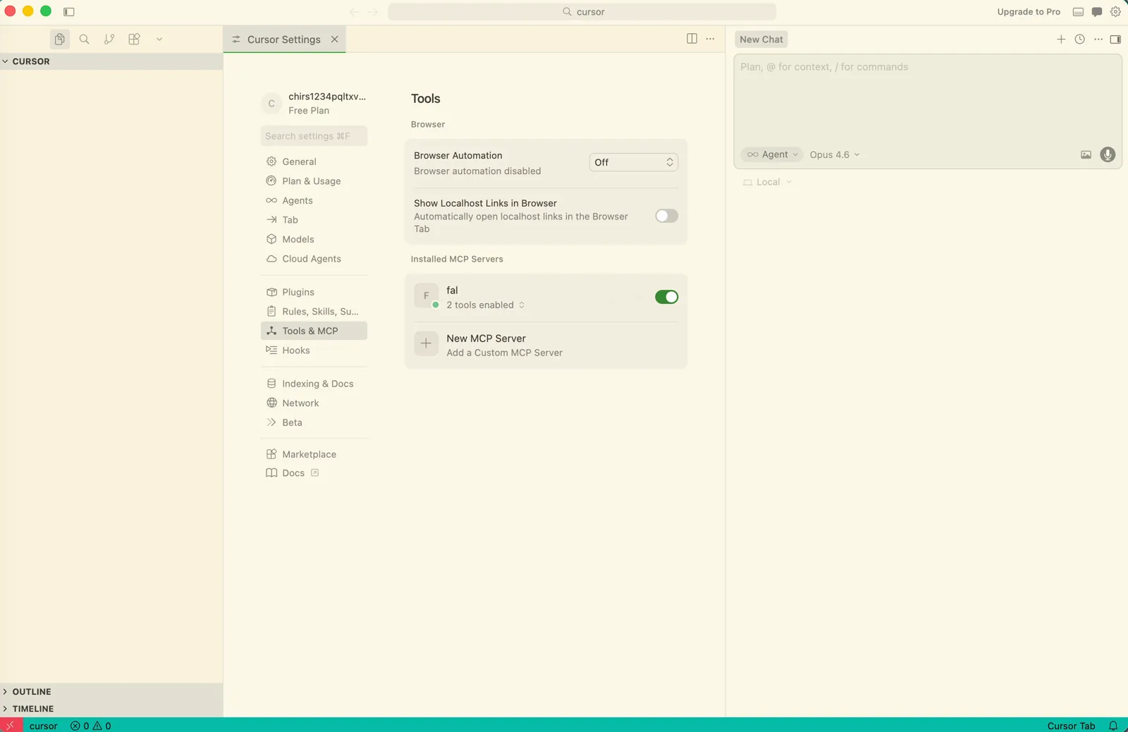 Tools & MCP 页面,可以直接在界面上管理 MCP Server