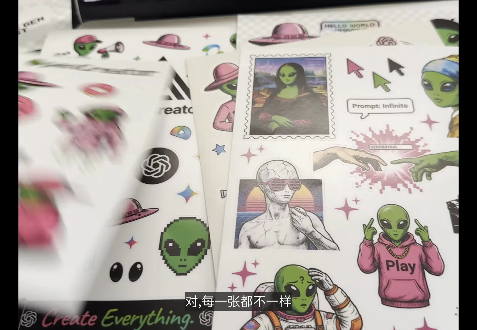 10 张设计风格各不相同的贴纸