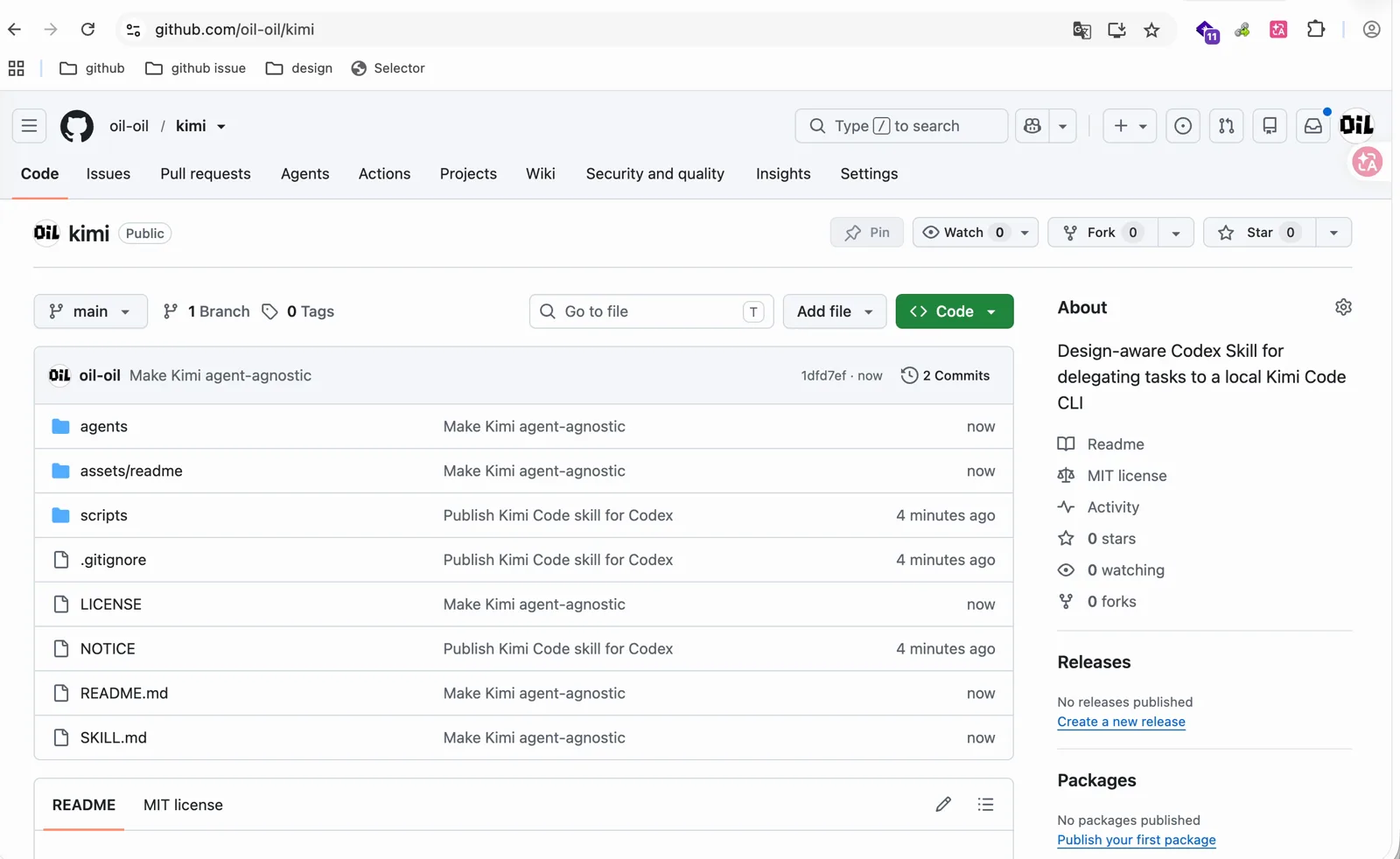 GitHub 上的 kimi 仓库