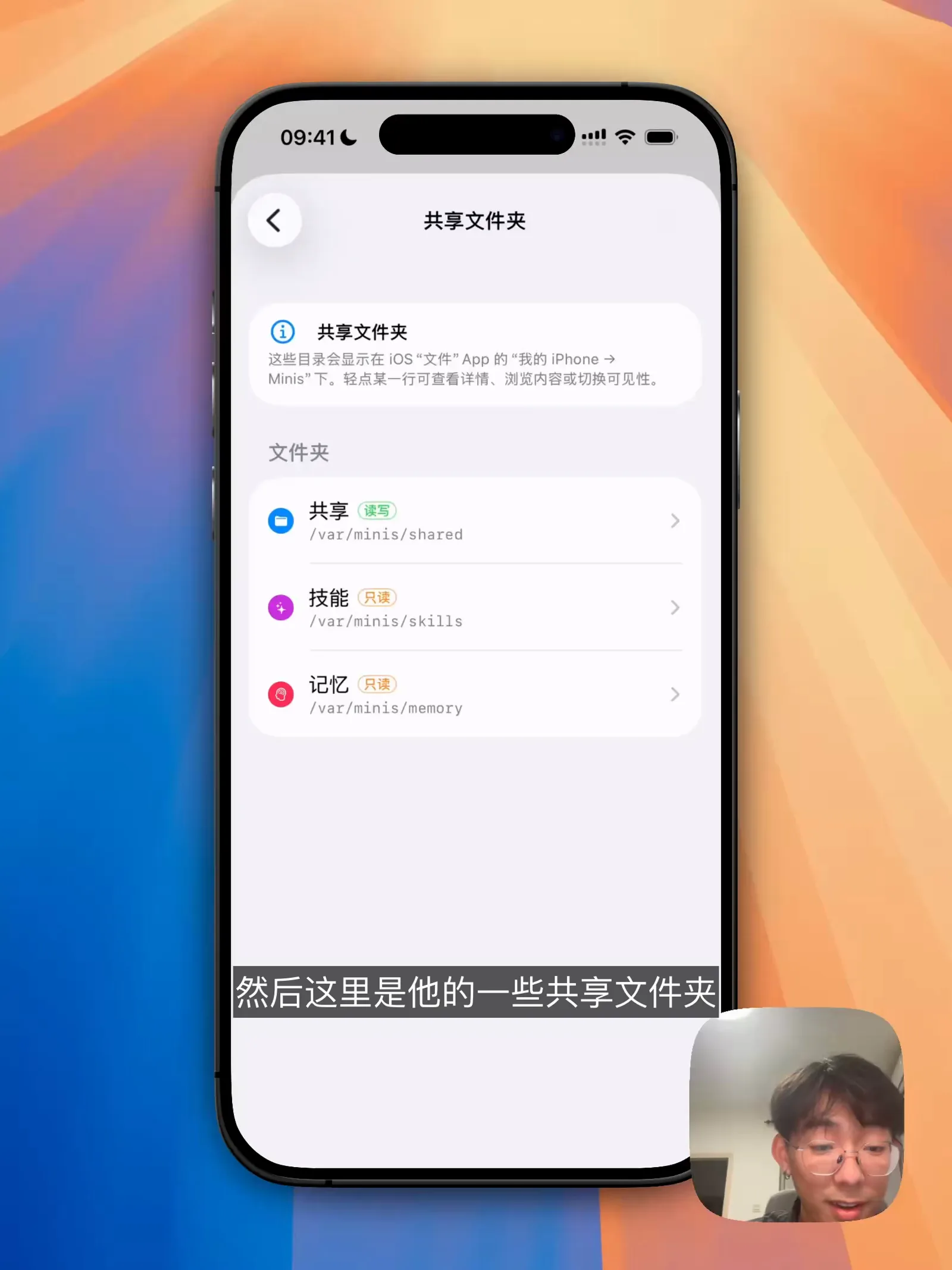 共享文件夹会显示在 iOS 文件 App 的 Minis 目录下
