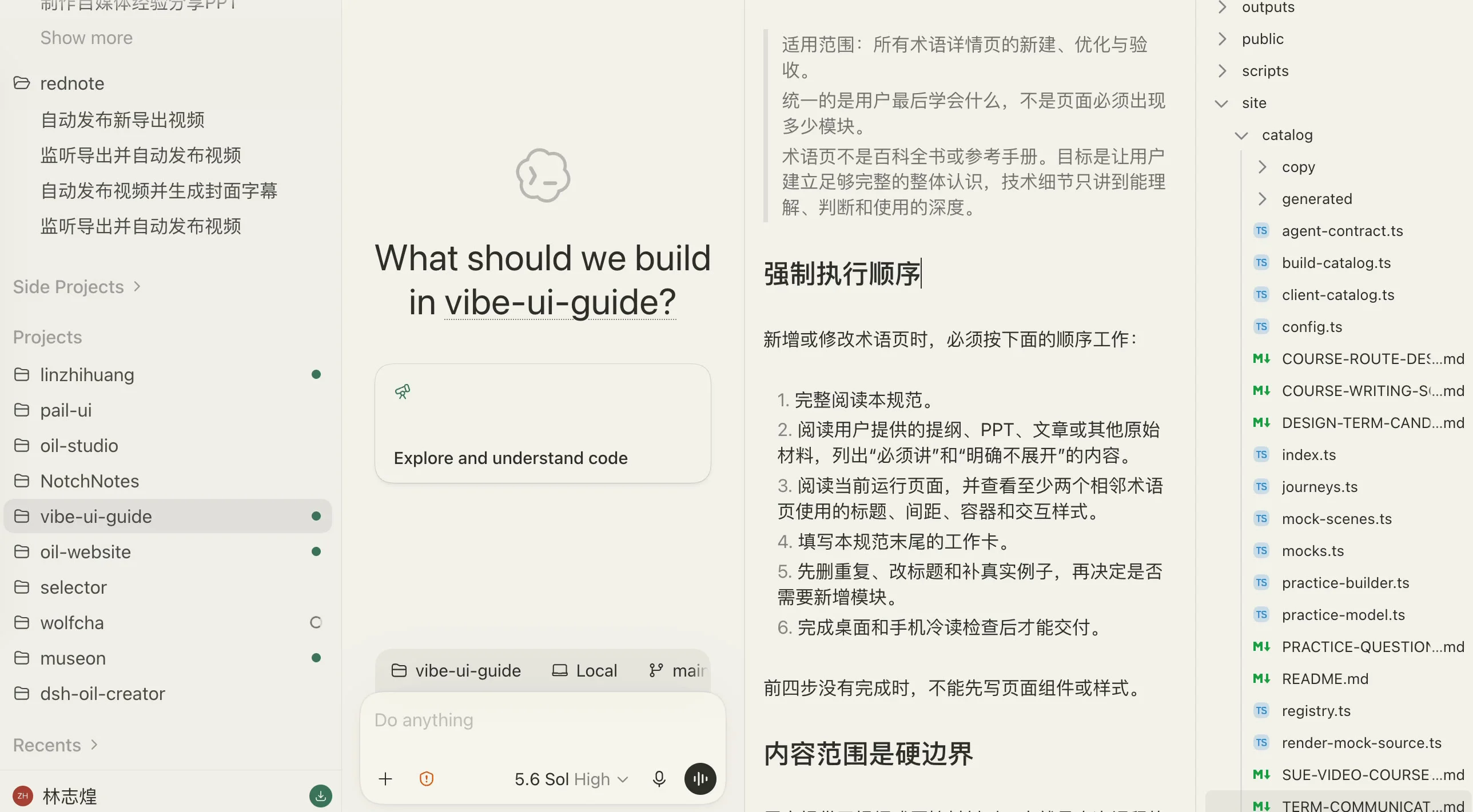 Codex 中打开的 VibeHub 术语传达 SOP