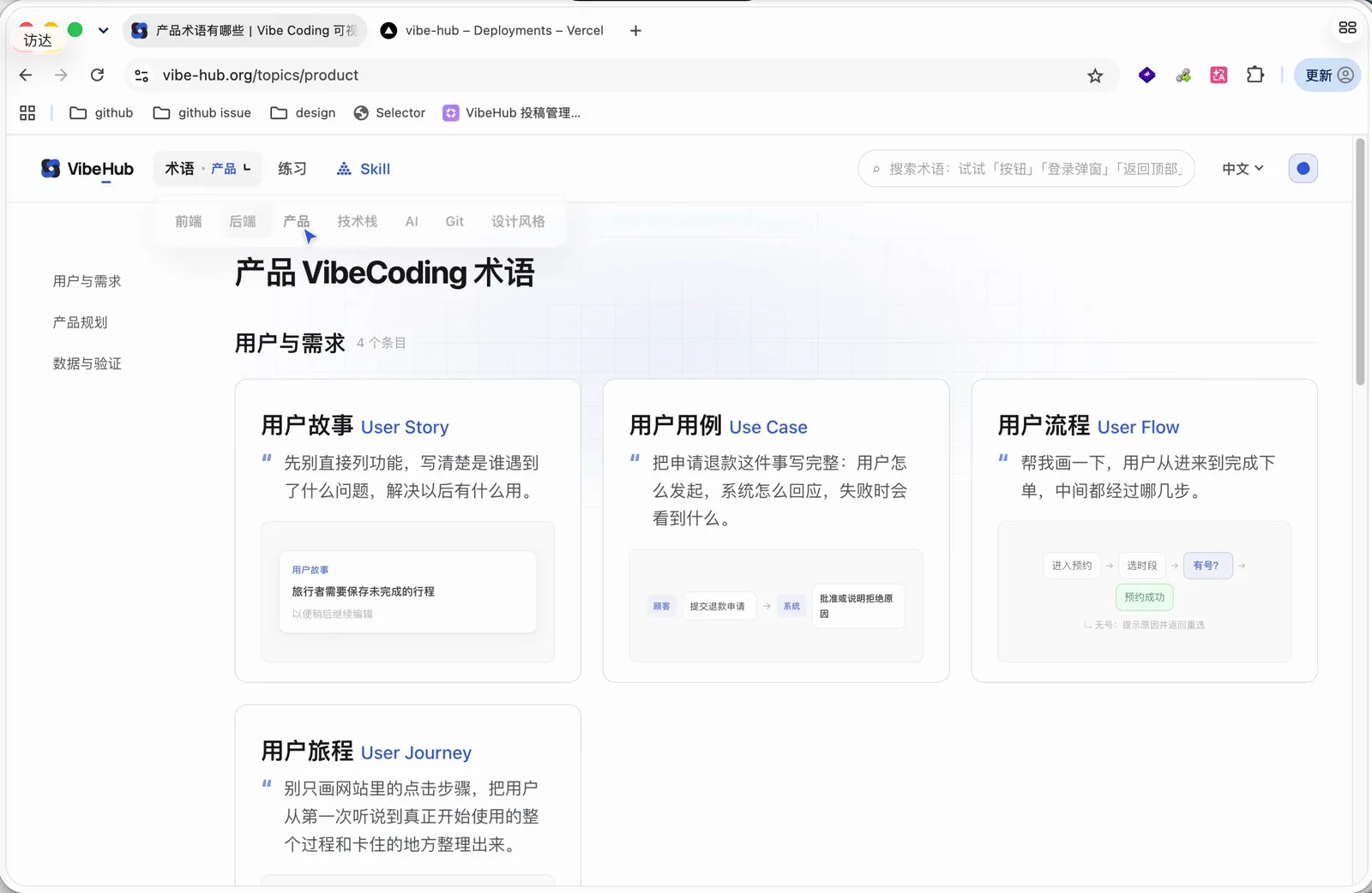 折叠后的分类菜单和产品分类页面